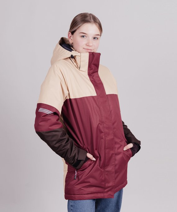Утепленная куртка NordSki Jr Casual dark beige/wine рост 152 (E3)