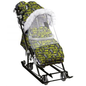  Санки - коляска Ника Детям НД7 -8SK/4 лимонный фото в интернет-магазине КАСКАД