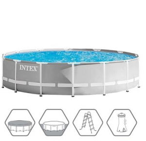  Каркасный бассейн Intex Prism Frame 427х107+ фильтр-насос 3785+лестница тент подстилка арт. 26720 фото в интернет-магазине КАСКАД