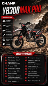  Мотоцикл CHAMP YB300MAX PRO фото в интернет-магазине КАСКАД