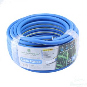  Шланг полив. ПВХ Aqua Force 1/2" 25 м синий с жёлтой полосой фото в интернет-магазине КАСКАД
