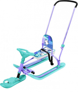  Снегокат Ника Twiny 2 TW2+/П сиреневый с пингвинятами фото в интернет-магазине КАСКАД