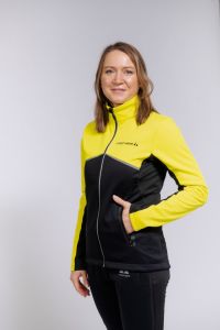  Разминочная куртка женская Fischer Softshell Warm черно-лимонный р. (46) фото в интернет-магазине КАСКАД