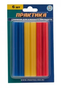  Стержни для клеевого пистолета Практика 641-688 11*100 мм. (6 шт.) фото в интернет-магазине КАСКАД